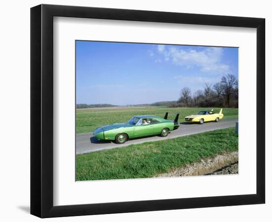 1970 Plymouth Superbird with 1968 Dodge Daytona-null-Framed Photographic Print