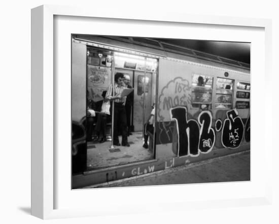 1970s America, Graffiti on a Subway Car on the Lexington Avenue Line. New York City, New York, 1972-null-Framed Photo