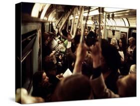 1970s America, Passengers on a Subway Car, New York City, New York, 1972-null-Stretched Canvas