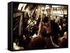 1970s America, Passengers on a Subway Car, New York City, New York, 1972-null-Framed Stretched Canvas