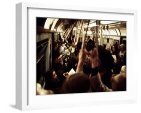 1970s America, Passengers on a Subway Car, New York City, New York, 1972-null-Framed Photo