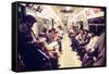 1970s America, Passengers on a Subway Car, New York City, New York, 1972-null-Framed Stretched Canvas