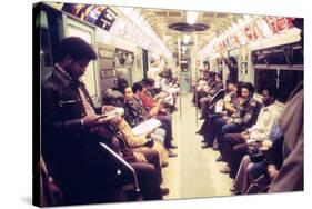 1970s America, Passengers on a Subway Car, New York City, New York, 1972-null-Stretched Canvas