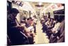 1970s America, Passengers on a Subway Car, New York City, New York, 1972-null-Mounted Photo