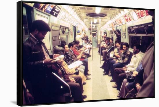 1970s America, Passengers on a Subway Car, New York City, New York, 1972-null-Framed Stretched Canvas
