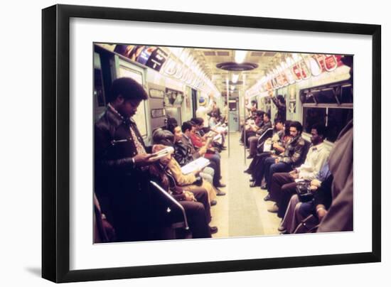 1970s America, Passengers on a Subway Car, New York City, New York, 1972-null-Framed Photo