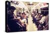 1970s America, Passengers on a Subway Car, New York City, New York, 1972-null-Stretched Canvas