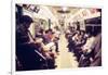 1970s America, Passengers on a Subway Car, New York City, New York, 1972-null-Framed Photo