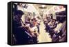 1970s America, Passengers on a Subway Car, New York City, New York, 1972-null-Framed Stretched Canvas