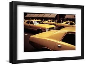 1970s America, Yellow Taxi Cabs on 5th Avenue Near 48th Street. Manhattan, New York City, 1972-null-Framed Photo