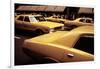 1970s America, Yellow Taxi Cabs on 5th Avenue Near 48th Street. Manhattan, New York City, 1972-null-Framed Photo