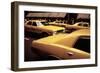 1970s America, Yellow Taxi Cabs on 5th Avenue Near 48th Street. Manhattan, New York City, 1972-null-Framed Photo