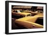 1970s America, Yellow Taxi Cabs on 5th Avenue Near 48th Street. Manhattan, New York City, 1972-null-Framed Photo