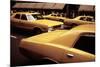 1970s America, Yellow Taxi Cabs on 5th Avenue Near 48th Street. Manhattan, New York City, 1972-null-Mounted Photo