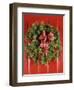 1970s CHRISTMAS DOOR WREATH STILL LIFE-Panoramic Images-Framed Photographic Print