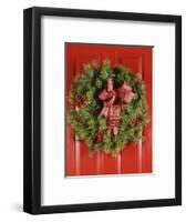 1970s CHRISTMAS DOOR WREATH STILL LIFE-Panoramic Images-Framed Photographic Print