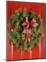 1970s CHRISTMAS DOOR WREATH STILL LIFE-Panoramic Images-Mounted Photographic Print