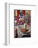 1970s CHRISTMAS INDOOR LIVING ROOM WITH TREE TOYS PRESENTS AND COOKIES AND MILK SNACK FOR SANTA...-Panoramic Images-Framed Photographic Print