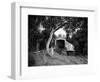 1970s Covered Bridge in Rural Wooded Area-null-Framed Photographic Print