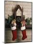 1970s FIREPLACE TWO STOCKINGS CHIMNEY CLOCK PRESENTS CANDY CANE-Panoramic Images-Mounted Photographic Print