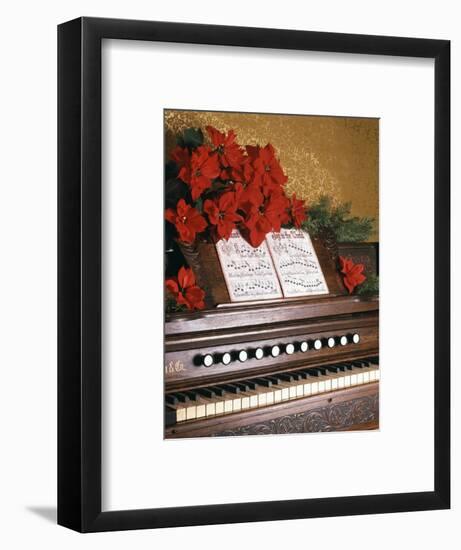 1970s PIANO CAROLS FLOWERS POINSETTIA-Panoramic Images-Framed Photographic Print