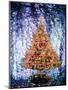 1970s SHINY CHRISTMAS TREE MADE OF CRUMPLED FOIL GREEN ON BLUE BACKGROUND TACKY-Panoramic Images-Mounted Photographic Print