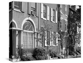 1970s Street Scene Residential Townhouses in Urban Inner City Philadelphia,, PA-null-Stretched Canvas