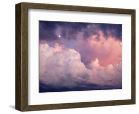 1970s SUNSET DRAMATIC CUMULUS CLOUDS & MOON-Panoramic Images-Framed Photographic Print