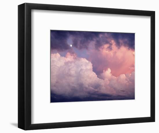 1970s SUNSET DRAMATIC CUMULUS CLOUDS & MOON-Panoramic Images-Framed Photographic Print