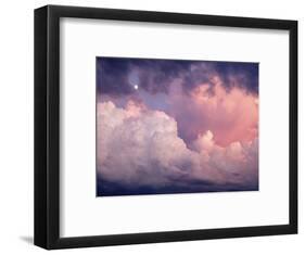 1970s SUNSET DRAMATIC CUMULUS CLOUDS & MOON-Panoramic Images-Framed Photographic Print
