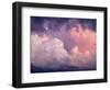 1970s SUNSET DRAMATIC CUMULUS CLOUDS & MOON-Panoramic Images-Framed Photographic Print