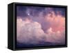 1970s SUNSET DRAMATIC CUMULUS CLOUDS & MOON-Panoramic Images-Framed Stretched Canvas