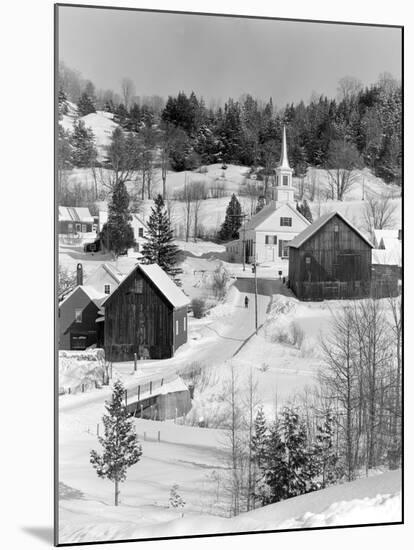 1970s Winter Scenic of Waits River Junction Vermont-null-Mounted Photographic Print