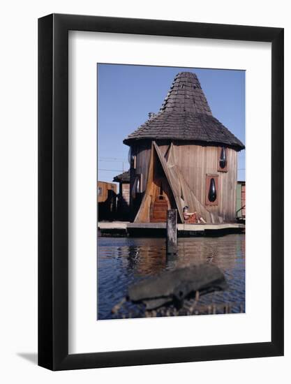1971: Floating-Home Owner Mary Holt Sunbathes on the Deck of Her House, Sausalito, California-Michael Rougier-Framed Photographic Print