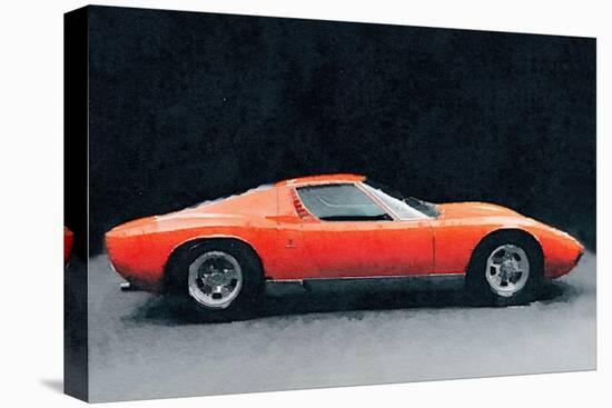 1971 Lamborghini Miura P400 S Watercolor-NaxArt-Stretched Canvas