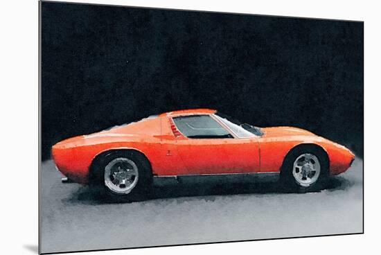 1971 Lamborghini Miura P400 S Watercolor-NaxArt-Mounted Art Print