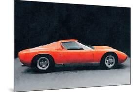 1971 Lamborghini Miura P400 S Watercolor-NaxArt-Mounted Art Print