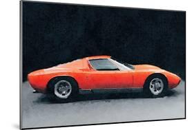 1971 Lamborghini Miura P400 S Watercolor-NaxArt-Mounted Art Print