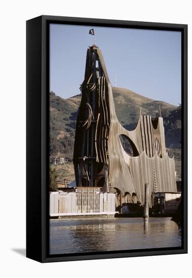 1971: View of a Sculpted Floating House Built by Chris Robert, Sausalito, California-Michael Rougier-Framed Stretched Canvas