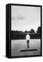 1971 Wimbledon: Worker Combing the Tennis Court Turf-Alfred Eisenstaedt-Framed Stretched Canvas