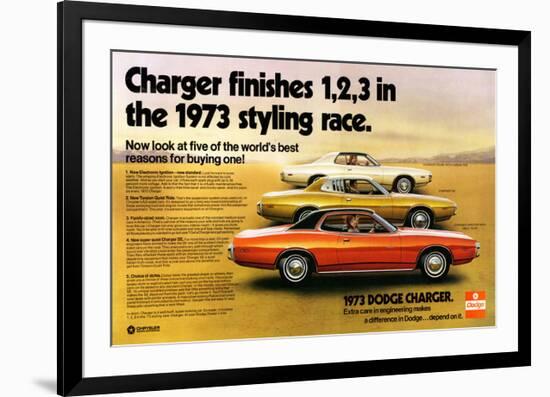 1973 Dodge Charger Rallye-null-Framed Art Print