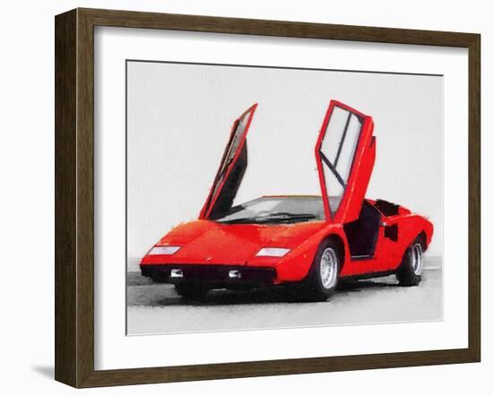 1974 Lamborghini Countach Open Doors Watercolor-NaxArt-Framed Art Print