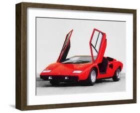 1974 Lamborghini Countach Open Doors Watercolor-NaxArt-Framed Art Print