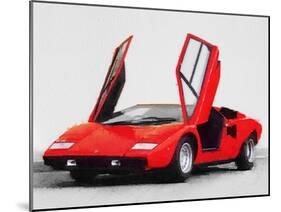 1974 Lamborghini Countach Open Doors Watercolor-NaxArt-Mounted Art Print