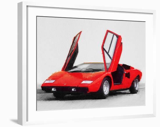 1974 Lamborghini Countach Open Doors Watercolor-NaxArt-Framed Art Print