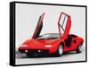 1974 Lamborghini Countach Open Doors Watercolor-NaxArt-Framed Stretched Canvas