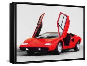 1974 Lamborghini Countach Open Doors Watercolor-NaxArt-Framed Stretched Canvas