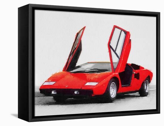 1974 Lamborghini Countach Open Doors Watercolor-NaxArt-Framed Stretched Canvas