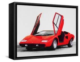 1974 Lamborghini Countach Open Doors Watercolor-NaxArt-Framed Stretched Canvas