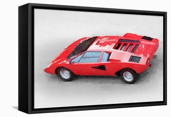 1974 Lamborghini Countach Watercolor-NaxArt-Framed Stretched Canvas